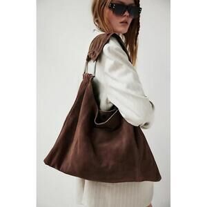 Free People Bobbi Black or Brown Suede Slouch Shoulder Bag Tote NWT